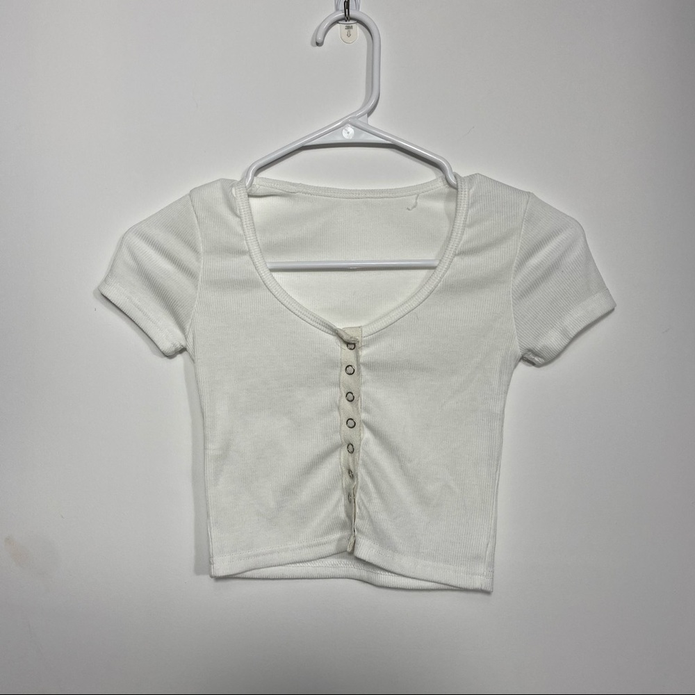 Button up white crop top